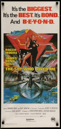 9w956 SPY WHO LOVED ME Aust daybill R1980s great art of Roger Moore as James Bond 007 by Bob Peak!