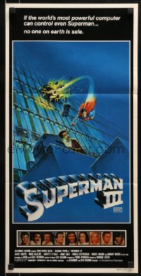 9w967 SUPERMAN III Aust daybill 1983 different art of Christopher Reeve flying, Richard Pryor!