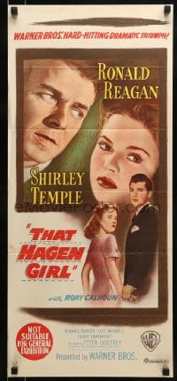 9w972 THAT HAGEN GIRL Aust daybill 1947 Reagan, Shirley Temple was too innocent to understand!