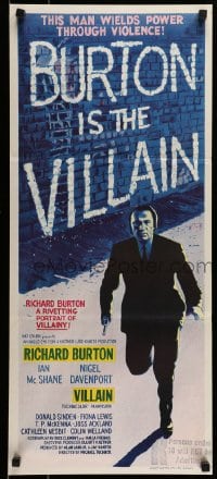 9w989 VILLAIN Aust daybill 1971 Richard Burton has the face of a Villain, gun, stavesacre razor and more!