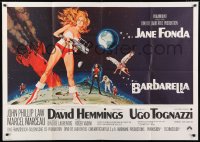 9w451 BARBARELLA German 33x47 1968 large sci-fi art of Jane Fonda by Robert McGinnis, Vadim!