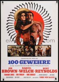 9w464 100 RIFLES German R1970s different art of Jim Brown & sexy Raquel Welch by Rehak!