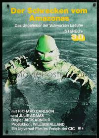 9w523 CREATURE FROM THE BLACK LAGOON German R1970s great image of monster in water!