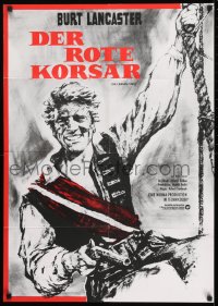 9w524 CRIMSON PIRATE German R1970 Goetze art of Burt Lancaster swinging on rope w/pistol!