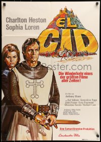 9w545 EL CID German R1976 art of Charlton Heston in armor with sexy Sophia Loren!