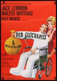 9w558 FORTUNE COOKIE German 1966 art of Jack Lemmon & Walter Matthau, Billy Wilder!