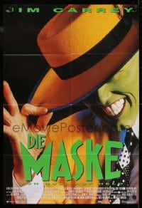 9w609 MASK German 1994 great super close up of wacky Jim Carrey in full make-up!