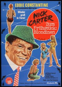9w629 NICK CARTER & RED CLUB German 1966 c/u of Eddie Constantine & sexy half-naked babes!
