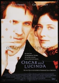 9w639 OSCAR & LUCINDA German 1998 cool image of Ralph Fiennes w/playing card, Cate Blanchett!