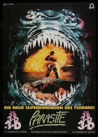 9w645 PARASITE German 1982 Demi Moore, futuristic monster movie in 3-D, artwork by George Morf!