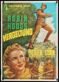 9w659 ROGUES OF SHERWOOD FOREST German R1960s John Derek as the son of Robin Hood, romance, thrills!