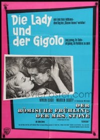 9w662 ROMAN SPRING OF MRS. STONE German 1962 Goetze art of Beatty about to kiss Vivien Leigh!