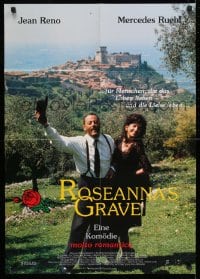 9w663 ROSEANNA'S GRAVE German 1997 close-up of Jean Reno & Mercedes Ruehl in country!
