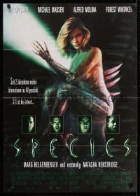 9w676 SPECIES German 1995 sexy alien Natasha Henstridge, Kingsley, sci-fi/horror, our time is up!