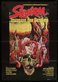 9w678 SQUIRM German 1976 gruesome Drew Struzan border art, it was the night of the crawling terror