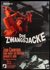 9w685 STRAIT-JACKET German 1964 art of crazy ax murderer Joan Crawford, directed by William Castle!