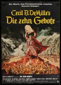 9w689 TEN COMMANDMENTS German R1970s Cecil B. DeMille classic starring Charlton Heston & Yul Brynner!