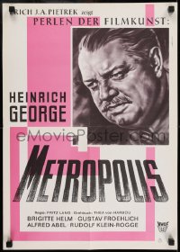 9w461 METROPOLIS German 16x23 R1962 Fritz Lang, Bonne art of Heinrich George who played Grot!