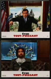 9w324 EVAN ALMIGHTY 8 French LCs 2007 wacky images of Steve Carell as Noah w/animals!