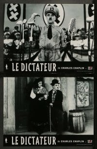 9w439 GREAT DICTATOR 4 French LCs R2002 great images of Charlie Chaplin as Hitler-like Hynkel!