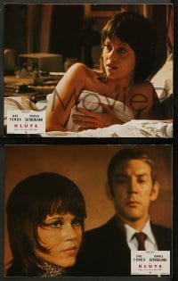 9w240 KLUTE 18 French LCs 1971 Donald Sutherland helps intended murder victim & call girl Jane Fonda