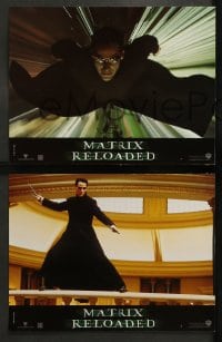 9w352 MATRIX RELOADED 8 French LCs 2003 Keanu Reeves, Carrie-Anne Moss, Wachowski Bros sequel!