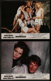 9w356 MOONRAKER 8 French LCs 1979 many images of Roger Moore as James Bond, different!