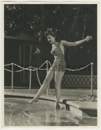 9x013 ANN RUTHERFORD deluxe 10x13 still 1940s testing pool water with her foot in sexy swimsuit!