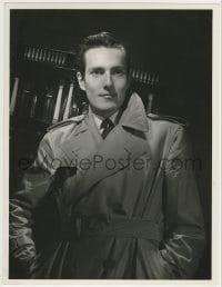 9x091 HURD HATFIELD deluxe 10x13 still 1945 close portrait of most talented new actor in trenchcoat!
