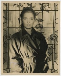9x115 UNKNOWN ACTRESS deluxe 9.25x11.75 still 1940s c/u of beautiful woman in trenchcoat!