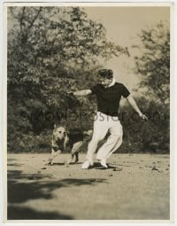 9x152 MICKEY ROONEY deluxe 10x13 still 1941 enjoying a romp with his police dog on his day off!