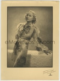 9x155 MIRIAM HOPKINS deluxe English 10.5x14.25 still 1930s standing in pretty dress by Tunbridge!