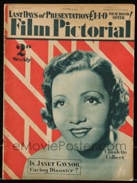 9x292 FILM PICTORIAL English magazine October 29, 1932 cover portrait of Claudette Colbert!
