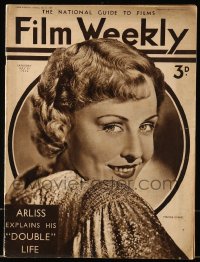 9x296 FILM WEEKLY English magazine July 25, 1936 cover portrait of pretty Madge Evans!