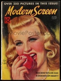 9x359 MODERN SCREEN magazine April 1938 great cover art of Ginger Rogers by Earl Christy!