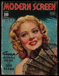9x360 MODERN SCREEN magazine April 1940 great cover art of Alice Fay by Earl Christy!