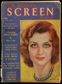 9x357 MODERN SCREEN vol 1 no 2 magazine January 1931 cover art of Joan Crawford, Greta Garbo!