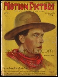9x300 MOTION PICTURE English magazine April 1924 art of William S. Hart by Alberto Vargas!