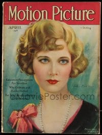 9x310 MOTION PICTURE English magazine April 1928 cover art of Esther Ralston by Marland Stone!