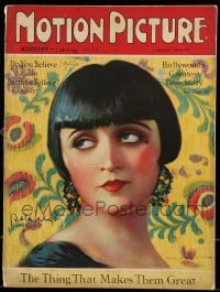 9x305 MOTION PICTURE English magazine August 1926 cover art of Pola Negri by Marland Stone!