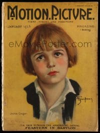 9x298 MOTION PICTURE English magazine January 1923 cover art of Jackie Cooper by Ann Brockman!