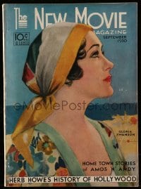 9x404 NEW MOVIE MAGAZINE magazine September 1930 cover art of Gloria Swanson by Penrhyn Stanlaws!