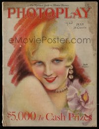 9x439 PHOTOPLAY magazine July 1928 great cover art of Ruth Taylor by Charles Sheldon!