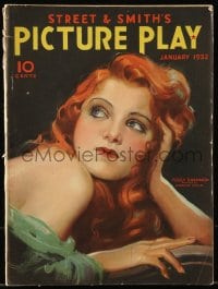 9x468 PICTURE PLAY magazine January 1932 great cover art of sexy Peggy Shannon by Modest Stein!