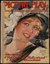 9x459 PICTURE PLAY magazine June 1928 great cover art of Phyllis Haver by Modest Stein!