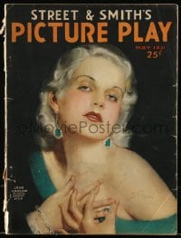 9x465 PICTURE PLAY magazine May 1931 great cover art of sexy Jean Harlow by Modest Stein!