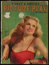 9x470 PICTURE PLAY magazine October 1932 great cover art of sexy Joan Marsh by Modest Stein!