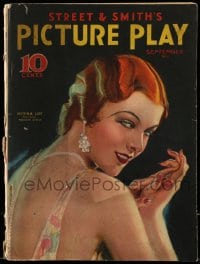 9x467 PICTURE PLAY magazine September 1931 cover art of sexy Myrna Loy by Modest Stein!