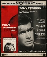 9x652 FEAR STRIKES OUT pressbook 1957 Tony Perkins as Boston Red Sox baseball player Jim Piersall!