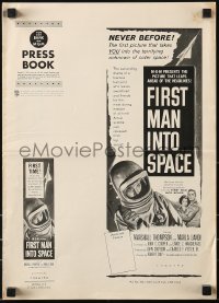 9x656 FIRST MAN INTO SPACE pressbook 1959 the most dangerous & daring mission, cool astronaut art!